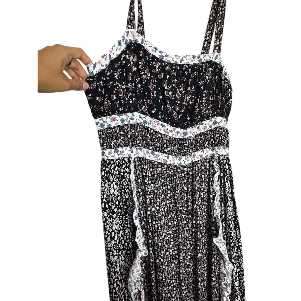 Free People Yesica Floral Ruffle-Trim Maxi Dress Black Size 12 - Picture 4 of 10